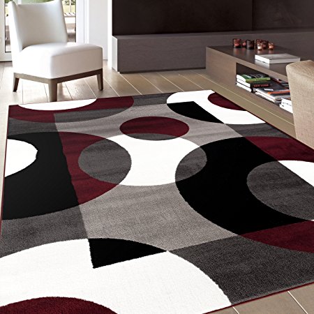 Rugshop Modern Circles Area Rug, 9' x 12', Burgundy