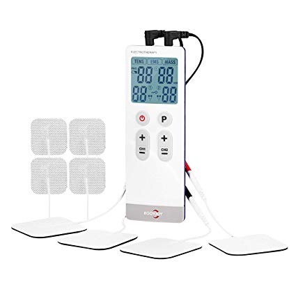 ROOVJOY Dual Channel TENS Unit   EMS Muscle Stimulator   Pulse Massager 3-in-1 Combination, 22 Modes, Intensity 0-40 Level, Rechargeable TENS Machine with 8Pcs Reusable TENS Unit Electrode Pads