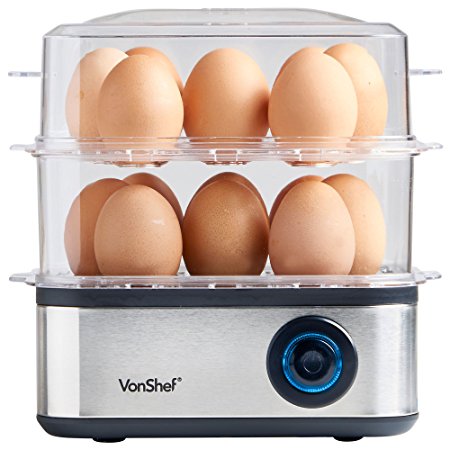 VonShef Premium Electric Egg Boiler for 16 Eggs with Poacher and Omelette Maker Bowl