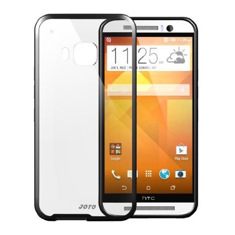 HTC One M9 Case, [Clear Back View] JOTO HTC M9 Case Slim, Slim Fit / Crystal Clear / Hybrid Case [Bumper Case with Clear Back Panel], Protective Case for HTC One M9 (2015) (Black)