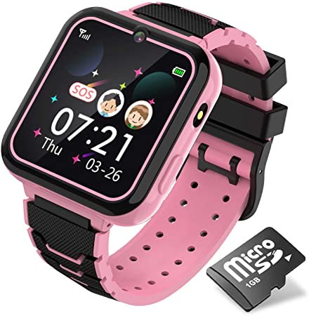 Kids Music Game Smart Watch,HD Touch Screen Wrist Smartwatch,Smartwatch Phone with Games MP3 Flashlight Camera Alarm Clock for Boys Girls Teen Students Children Toy Birthday Gift (Pink)