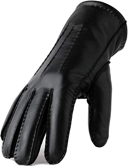 Genuine Leather Winter Gloves for Men Warm Lining