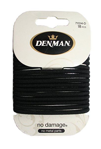 Denman 18 Pack 4mm Large No Damage Elastics Hair Ties-Black(71014-D)