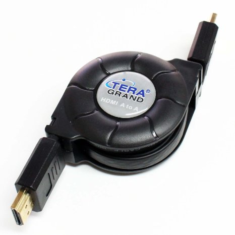 Tera Grand Premium High Speed HDMI Retractable Cable, 4.25 feet - Supports 4K Ultra HD, Ethernet, 3D, Audio Return Channel - New Packaging: February 27, 2016
