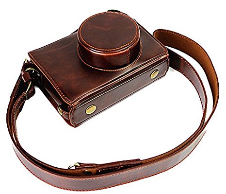Full Protection Bottom Opening Version Protective PU Leather Camera Case Bag with Tripod Design Compatible For Fuji Fujifilm x100 x100s x100m x100t with Shoulder Neck Strap Belt Dark Brown