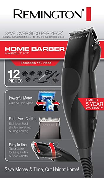 Remington 12 Piece Precision Corded Home Barber Haircut Trimming Kit