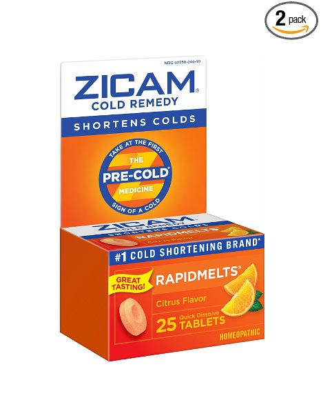 Zicam Cold Remedy RapidMelts  C, Citrus, 25 Quick Dissolve Tablets (Pack of 2)