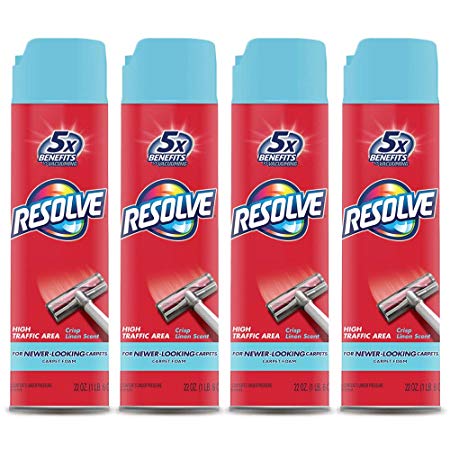 Resolve High Traffic Carpet Foam, Crisp Linen 88 oz (4 Cans x 22 oz), Cleans Freshens Softens & Removes Stains