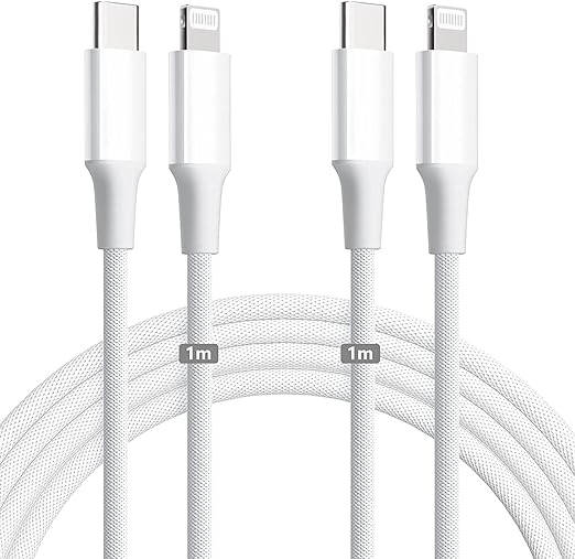 USB C to Lightning Cable 2Pack 1M/3FT MFi Certified iPhone Fast Charger Cable Power Delivery 3.0 Nylon Braided Cord Compatible with iPhone 14 13 12 11 XS XR X Pro Max Mini 8 7 6 5 SE iPad iPod AirPods