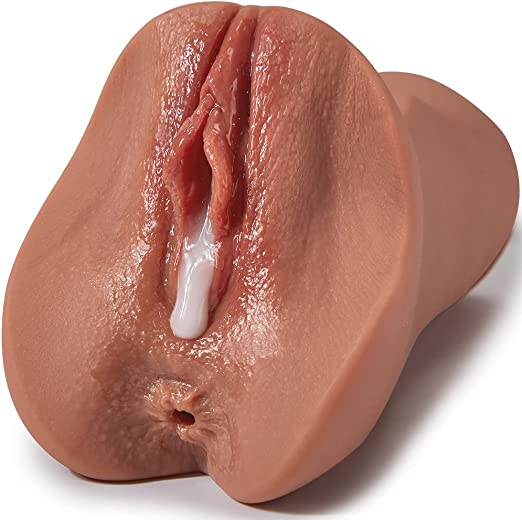 Brown Pocket Pussy with Thick Vagina Wall and Lifelike Textures, Goyha Realistic Male Masturabtors Toy with Vagina and Anal Channels, Adult Male Sex Toy with Extra Size Bulge for Men Masturbation