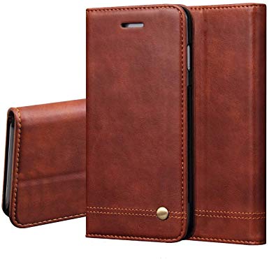 Galaxy A10 Wallet Case,RUIHUI Leather Phone Cover for Samsung A10,Classic Wallet Folding Flip Protective Cell Shell with Magnetic Closure,Card Slots for Samsung Galaxy A 10 (Brown)