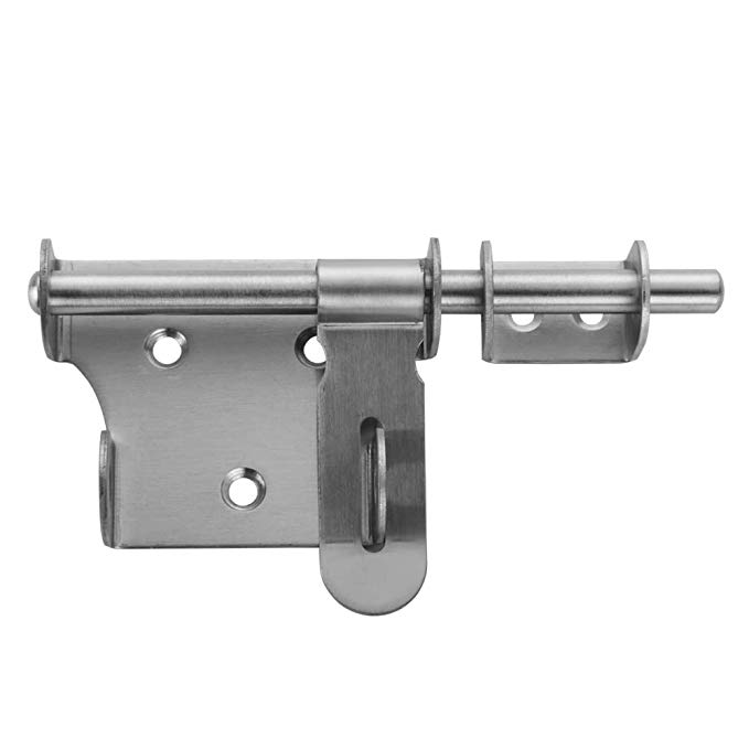 JQK Sliding Bolt Gate Latch, 6 Inch Thickening Stainless Steel Barrel Bolt with Padlock Hole, Interior Door Latches Brushed Finish