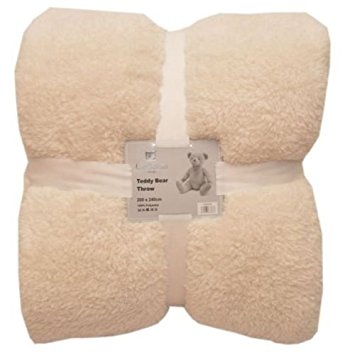 CREAM Fleece Blanket Throws Double King Sofa Bed Large Teddy Bear Luxury Soft Warm New (KING)