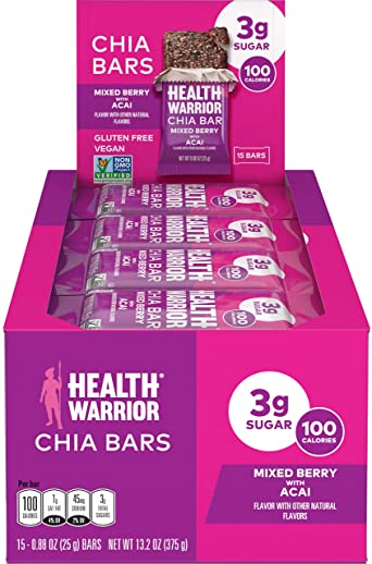 Health Warrior Chia Bars, Acai Berry, 13.2-Ounce (Pack of 15)