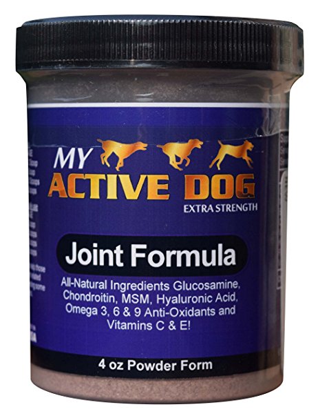 My Active Dog Glucosamine – Best for Joint Support, Reduces Pain - Made in USA All-Natural Ingredients w/Chondroitin, MSM, Hyaluronic Acid, Vitamins C&E, Anti-oxidants & Omega3 - Includes Measure