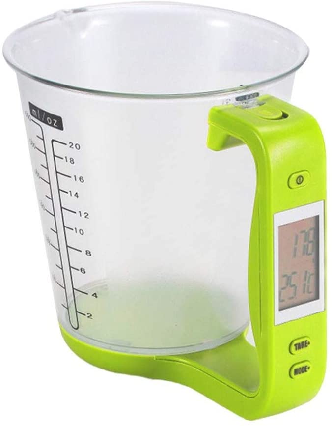 DOITOOL Digital Measuring Cup,Food Kitchen Scale Kitchen Jug Scales Electronic LCD Kitchen Baking Scale(1000g/1g,Light Green)