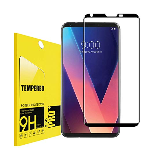 for LG V30 Tempered Screen Protector,Lostep[9H Hardness][Anti-Scratch][Scratch Resistant][Bubble-Free] HD Clear Film Screen Protector for LG V30(Black)