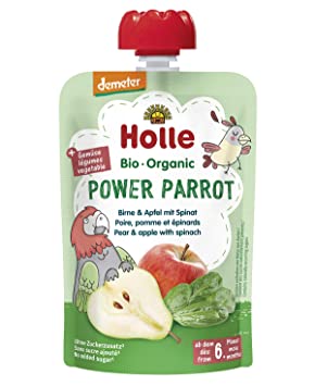 Holle Bio Smoothie Pure Fruit Power Parrot Pear With Apple And Spinach 6m  100g
