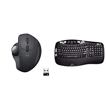 Logitech MX Ergo Wireless Trackball Mouse – Adjustable Ergonomic Design (Bluetooth or USB), Graphite & K350 2.4Ghz Wireless Keyboard