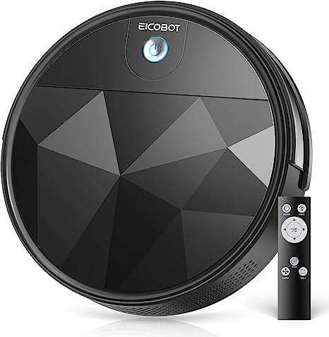 EICOBOT Robot Vacuum Cleaner,Tangle-Free Suction,Quite,Slim,Automatic Self-Charging,550ml Large Dustbin, Good for Pet Hair,Hard Floor and Low Pile Carpet,R20(Black)