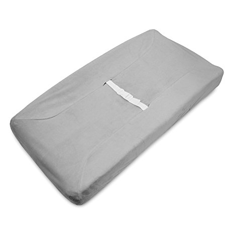 TL Care Heavenly Soft Chenille Fitted Contoured Changing Pad Cover, Gray