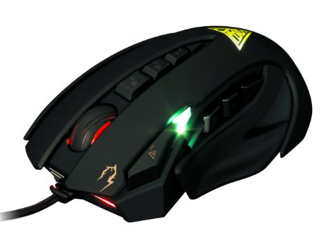 GAMDIAS Zeus GMS1100 eSport Laser Unique Side Grip Calibration MMORPG Gaming Mouse, 9 Programmable Buttons, 8200 DPI for PC, Adjustable Weight  System