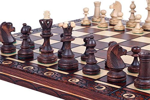 Chess and games shop Muba Beautiful Handcrafted Wooden Chess Set with Wooden Board and Handcrafted Chess Pieces - Gift idea Products (16inch (40 cm))