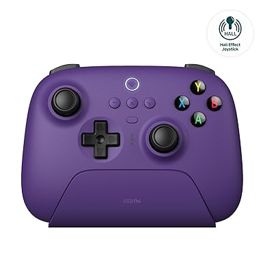 8Bitdo Ultimate 2.4G Wireless Controller, Hall Effect Joystick Update, Gaming Controller with Charging Dock for PC, Android, Steam Deck & Apple (Purple)