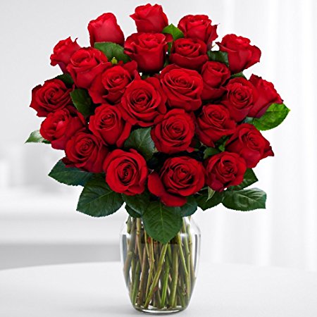 ProFlowers - 24 Count Red Two Dozen Red Roses w/Free Clear Vase - Flowers