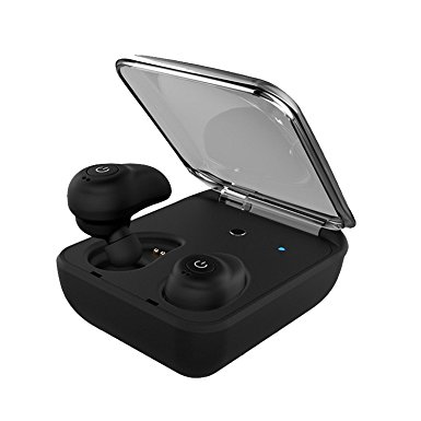 T-TOPER V4.1 Invisible Wireless Earbuds Surround Sound In Ear Bluetooth Earbuds with Charging Case (Black)