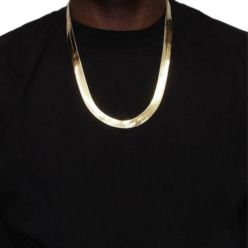 Mega Jewellery 14k Gold Plated Herringbone Chain Necklace 11mm X 24" High Quality