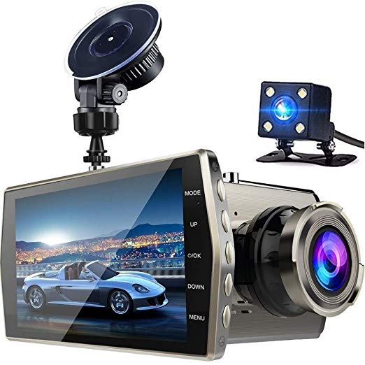 Dash Cam, MILEXING 1080P Front and Rear Dual Dash Camera with Full HD 4" LCD Screen, 170°Wide Angle Lens Dashboard Camera with G-Sensor, Loop Recording, Rear View and Motion Detection