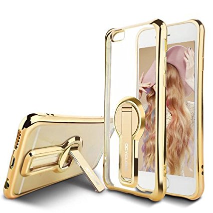 iPhone 6/ 6s Case with Kickstand, 360 degree Rotatable Stand Cute Plating Soft Full Body Covered Protective Phone Case For Girls, Women For Apple iPhone 6/ 6s - Gold