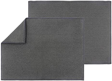 Topsky Microfiber Absorbent Dish Drying Mat for Kitchen Counter-top, 20 x 15 inch Dish Drying Drainer Boards Mat for Glass, Cup,Plate, Dishes.Machine Washable, Gray, 2 Pack.