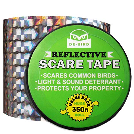 Bird Repellent Scare Tape - Keep Away Pigeons, Ducks, Crows and More - Deterrent Works with Netting And Spikes (350)