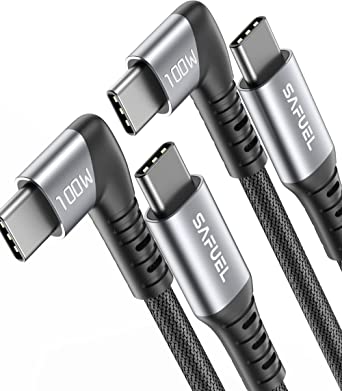 USB C to USB C Charger Cable, SAFUEL 100W 90° Angle [2m 2Pack] 5A QC 4.0 Fast Charging USB-C Cable Type C Phone Charger Cord For MacBook 2021 iPad Pro Air Samsung S22 S21 Google Pixel Switch LG