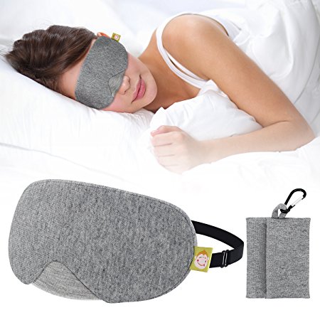 Proteove Cotton Sleep Mask - Comfortable and Super Smooth Eye Mask with Adjustable Strap, No Pressure On Your Eyeballs, Blindfold Blocks Light for Travel Nap Shift Work