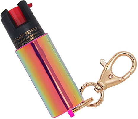Holographic Purse Charm Iridescent Pepper Spray Keychain for Women Professional Grade Maximum Strength OC Formula 10-12 Ft Effective Range Self-Defense Accessory Designed for Womens Security