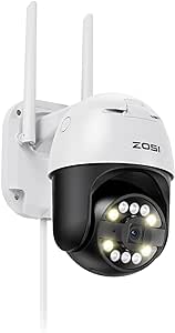 ZOSI C296 Plug-in 4K 8MP Wired WiFi PT Security Camera Outdoor, Pan/Tilt Wireless Camera with AI Person Vehicle Face Detect, Starlight Color Night Vision, Siren Alert, 2-Way Talk, SD Card Storage