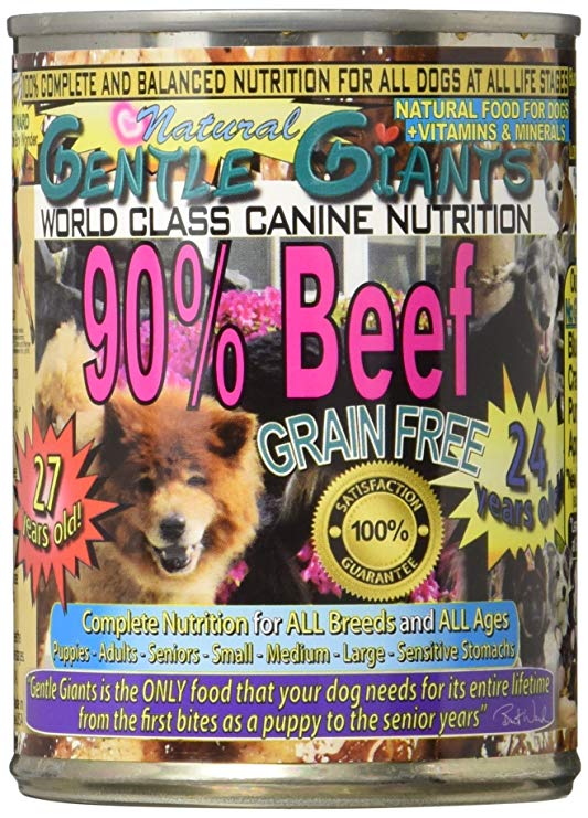 GENTLE GIANTS Canine Nutrition All-Natural Grain-Free Canned Wet Dog Food w/Non-GMO Fruits & Vegetables – Complete, Balanced, Healthy Formula for All Breeds & Ages