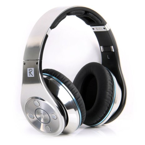 Bluedio R  Legend Wireless Bluetooth Headphones with Mic & Micro SD Card Slot, Revolutionary 8 Drivers Deep Bass (Silver)