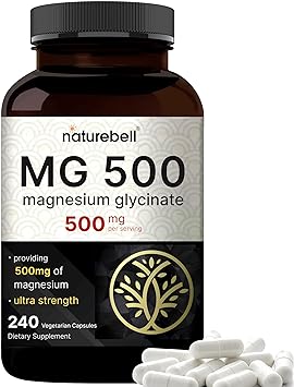 Magnesium Glycinate 500mg Per Serving | 240 Veggie Capsule, 100% Chelated & Purified – Non-GMO & Gluten Free