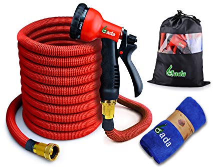 50ft Garden Hose,Expandable Hose,Heavy Duty Flexible Hose Pipe with 8-Way Spry Nozzle,3/4" Pocket Water Hose (Red)