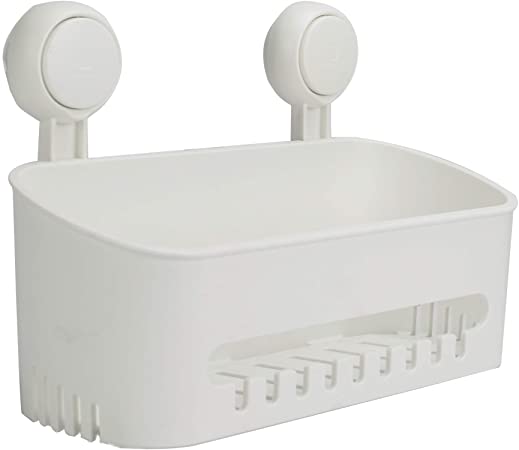 Suction Cup Shower Caddy | Drill-Free Storage Basket | Shampoo & Toiletries Holder | Removable Wall Shelf | Kitchen & Bathroom Organiser | Pukkr