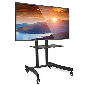 ABCCANOPY Black TV Cart Rolling Trolley Mount TV Stands w/Wheels and Adjustable Shelf for 32-65 Inch LED LCD OLED Flat Screen, Plasma TVs TV & Monitor (TV Stand D960B)