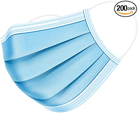 Face Mask - 200 Disposable Ear-Loop Masks (50ct Per Box, Pack of 4) Protection from Dust, Pollen, and More – Mouth Cover Ideal for Everyday Use, Blue