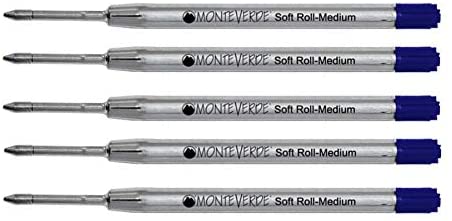 5 - Monteverde P13 Ballpoint Pen Refills to Fit Parker Ballpoint Pens, Medium Point, Bulk Packed (Dark Blue)