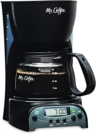 Mr. Coffee 4-Cup Programmable Coffee Maker, Black (DRX5-RB)