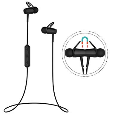 Bluetooth 4.2 Headphones, Wireless Earbuds with mic, Sweatproof Earphones Noise Cancelling Headsets for Gym Running