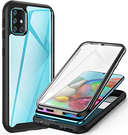 ivencase for Samsung Galaxy A71 Case Clear, 360 Degree Full Body Protection Cover with Built-in Screen Protector Front and Back Bumper Shockproof Non Slip Case for Samsung Galaxy A71 (Black)